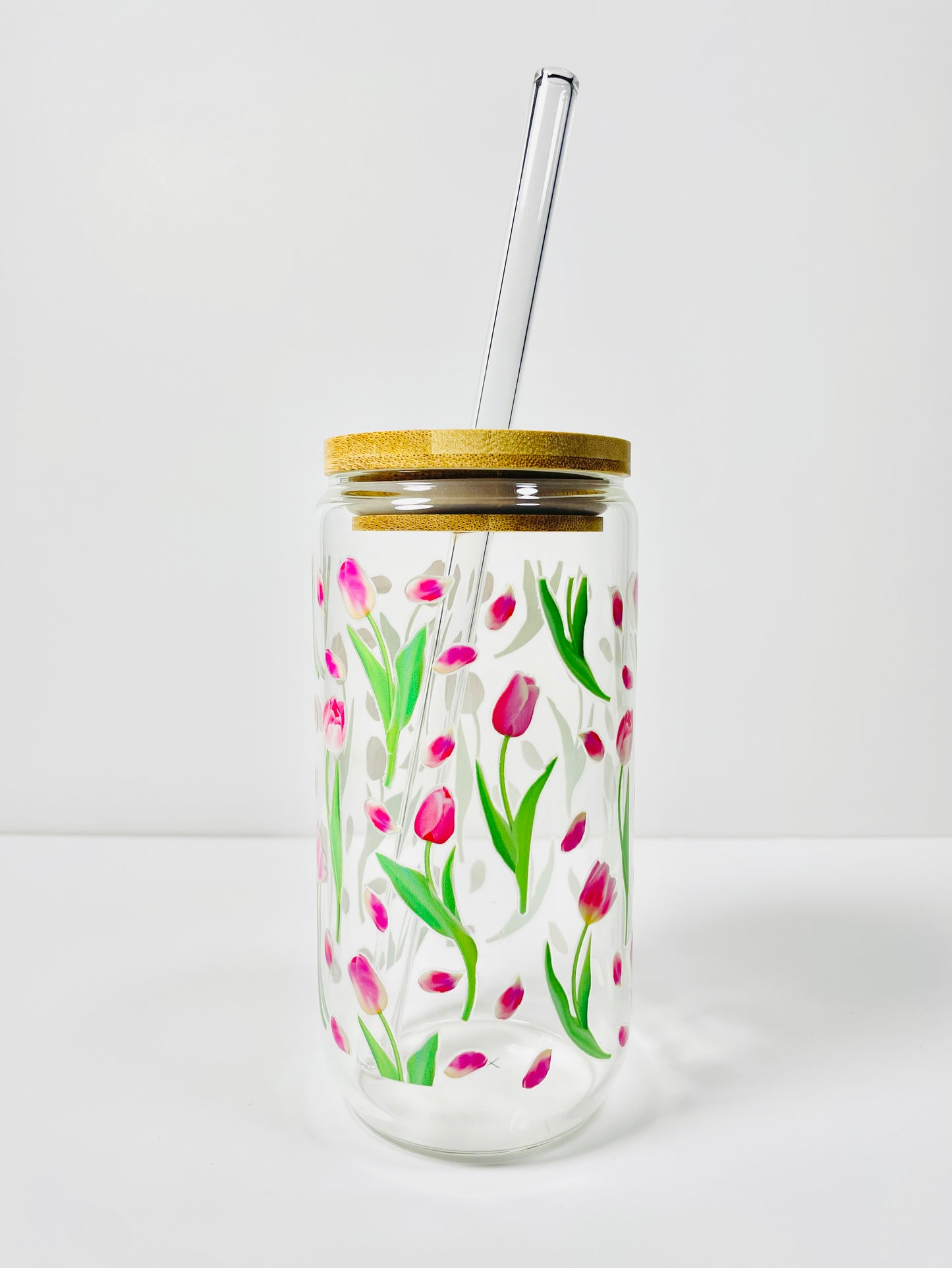 Painted Tulip Glass Cup