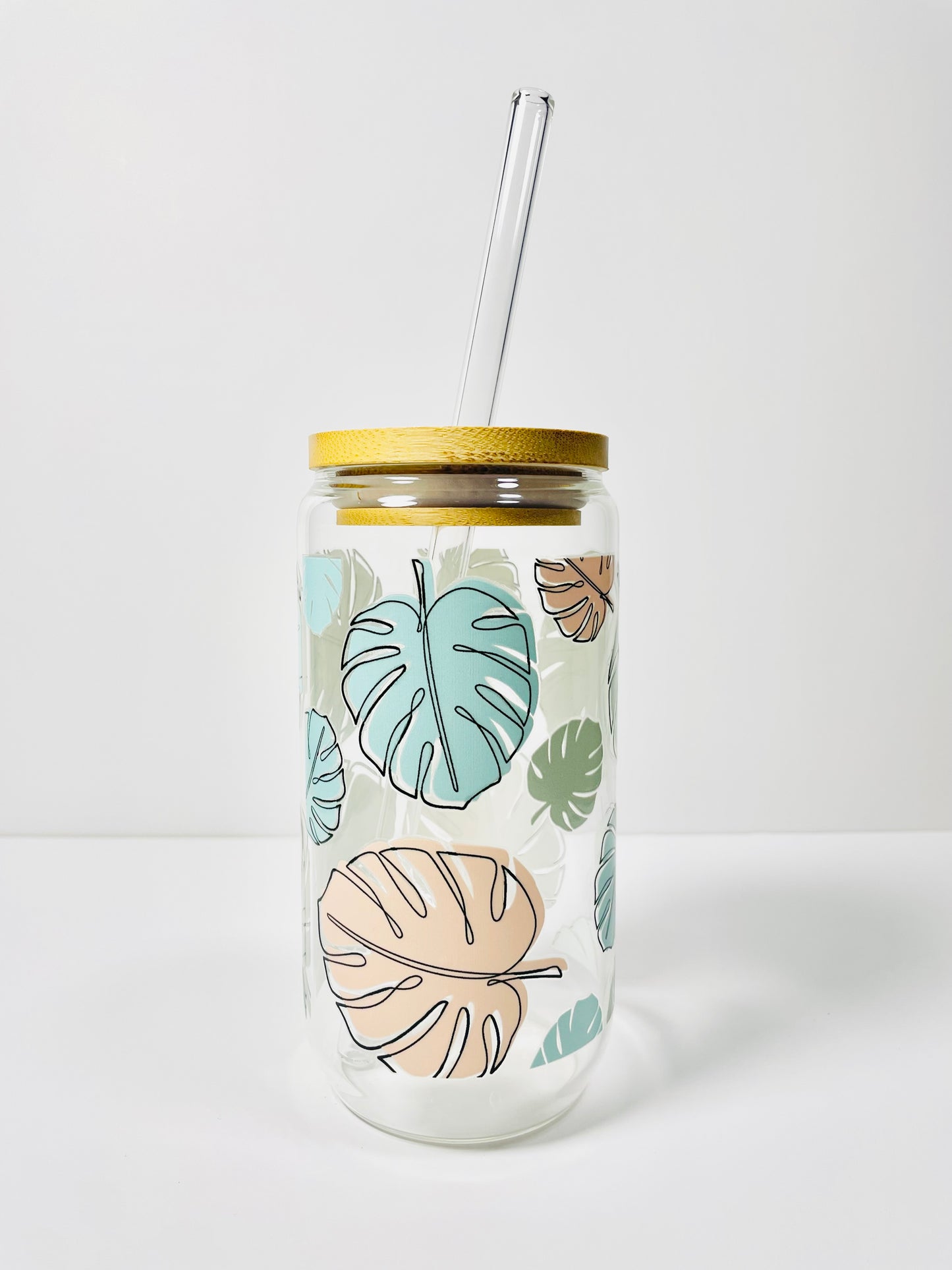 Monstera Pastel Glass Cup