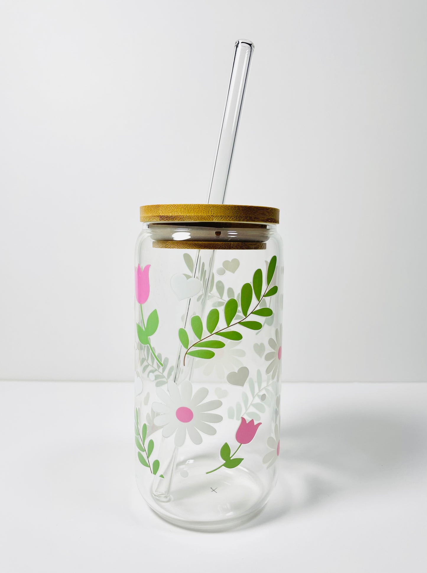 Tulip and Daisy Leaf Glass Cup