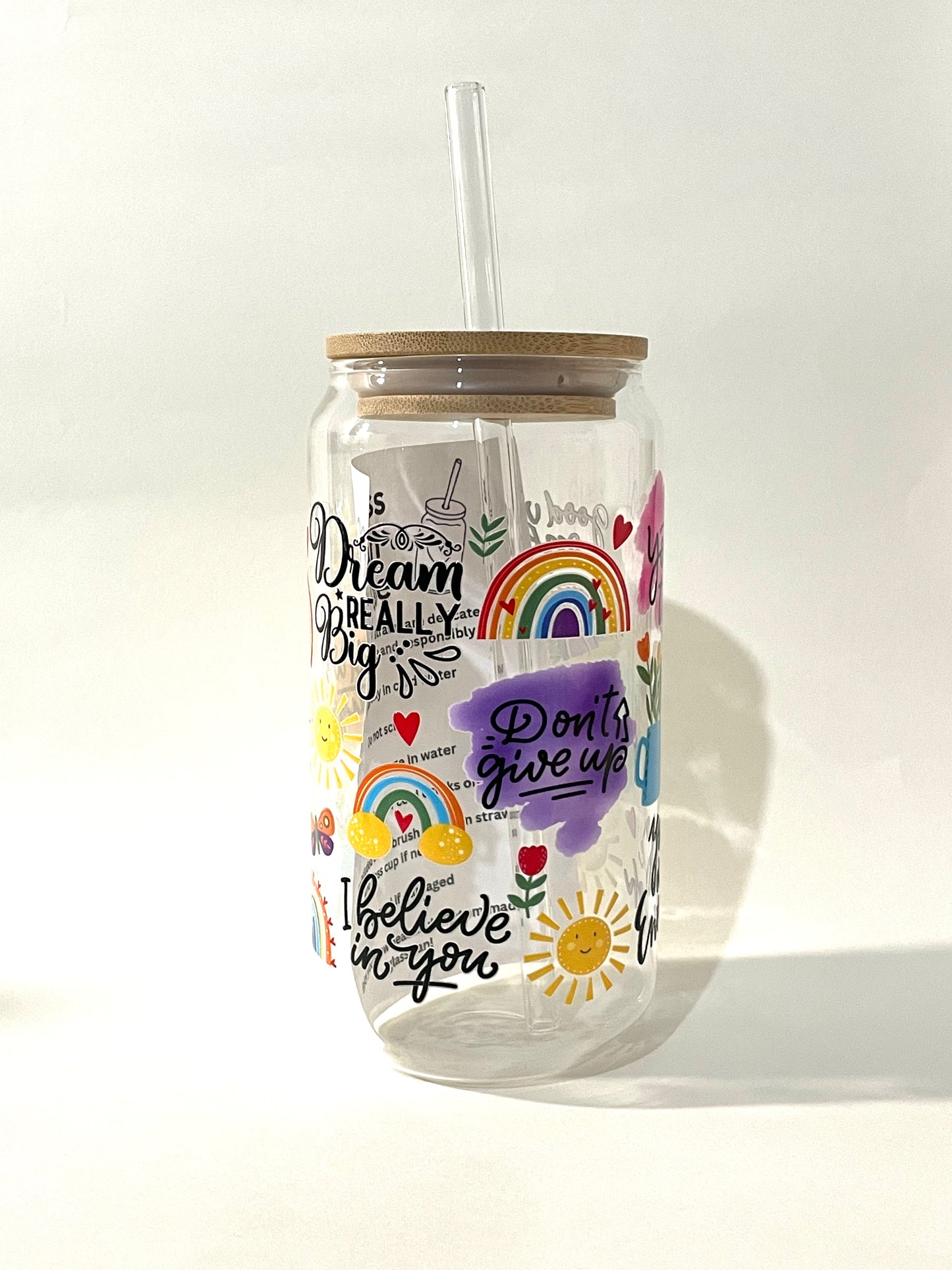 Positive Thoughts Glass Cup