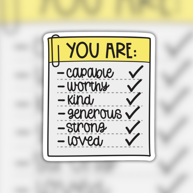 You Are Checklist Post It Easy Peel Sticker