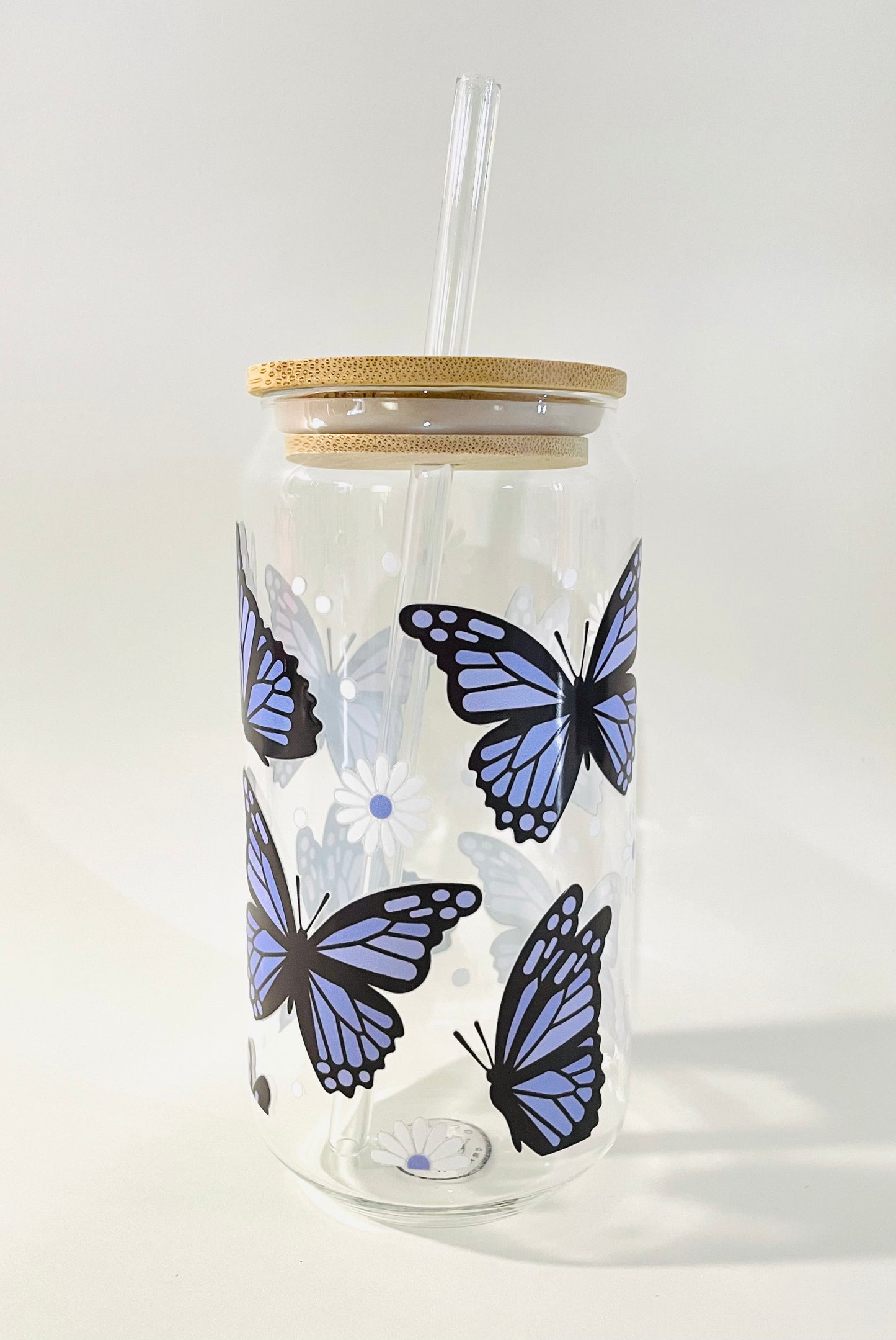 Purple Butterfly Glass Cup