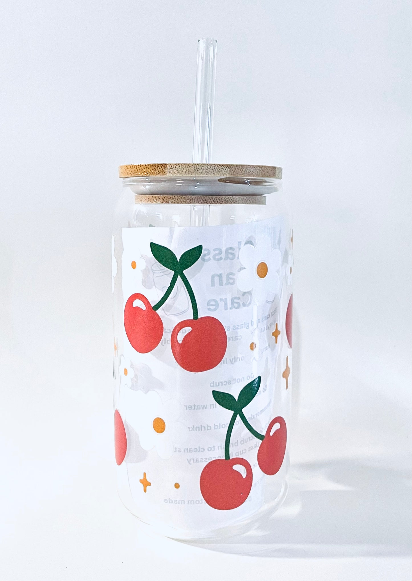 Cherry Daisy Glass Cup