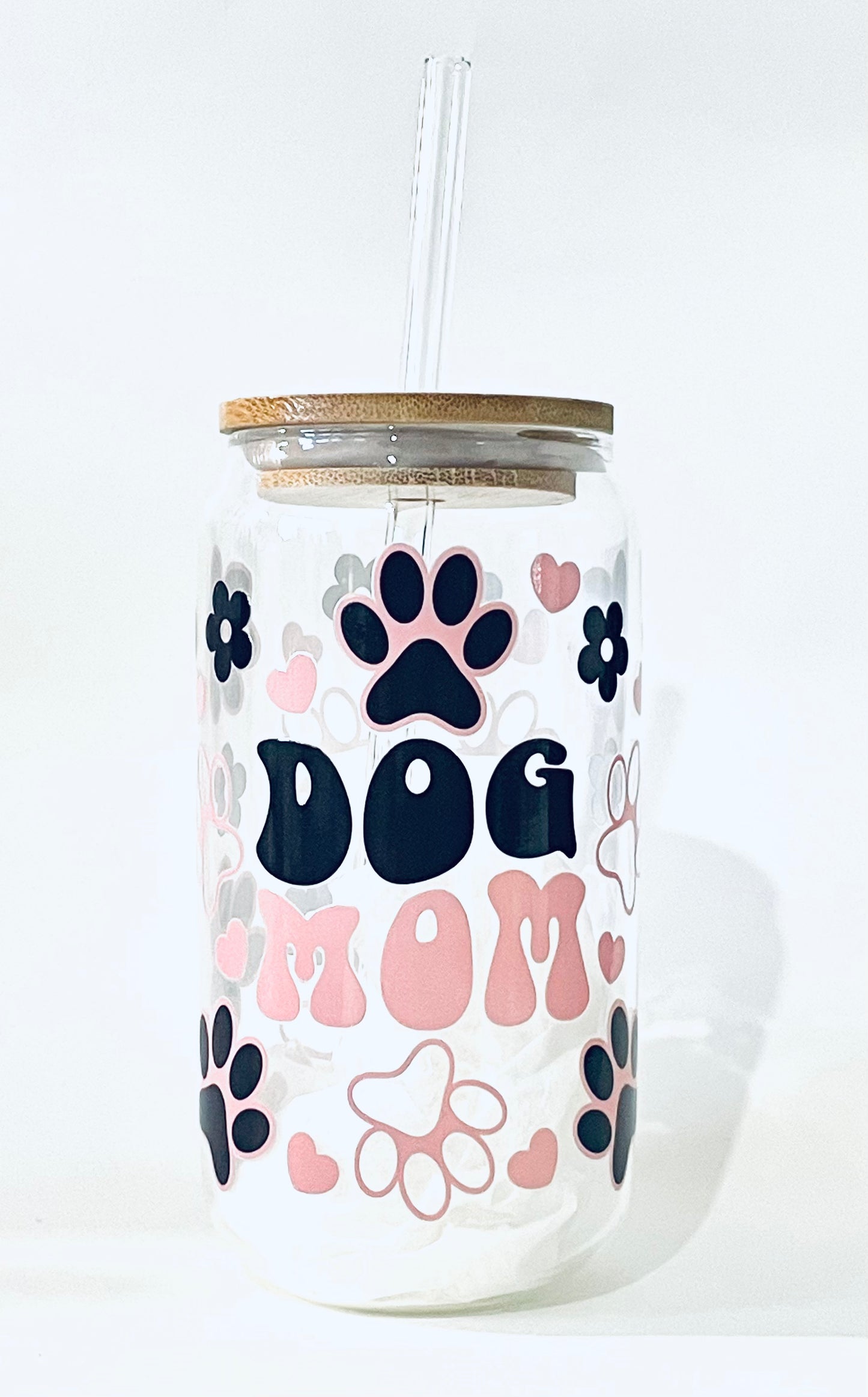 Dog Mom Glass Cup