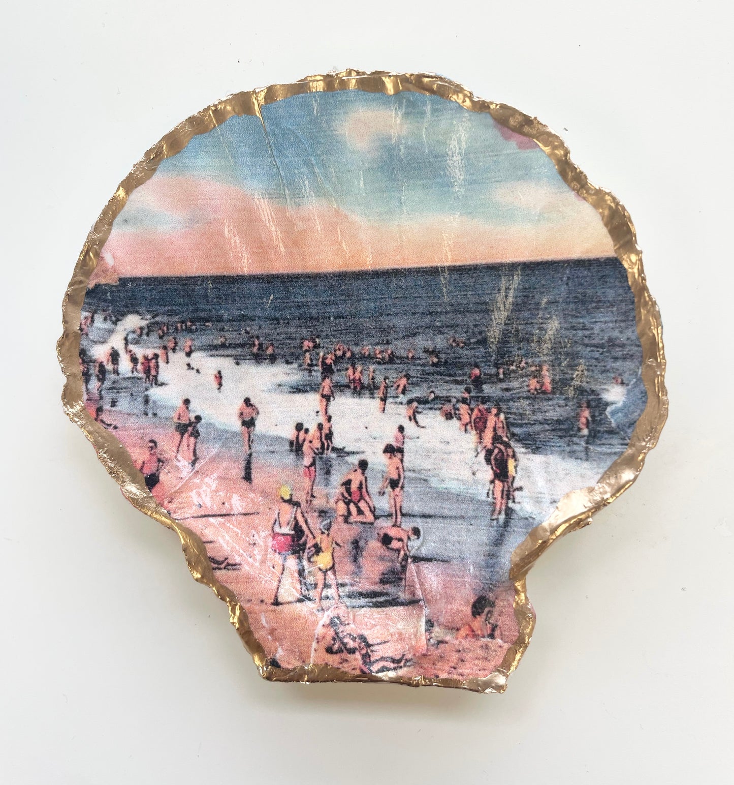 Amber Beach Seashell Trinket Dish - Gold Trimmed - Gordon Craftworks