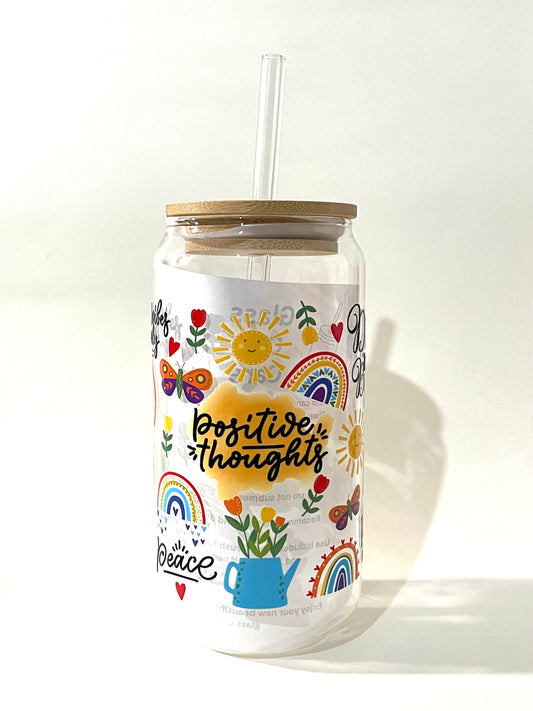 Positive Thoughts Glass Can