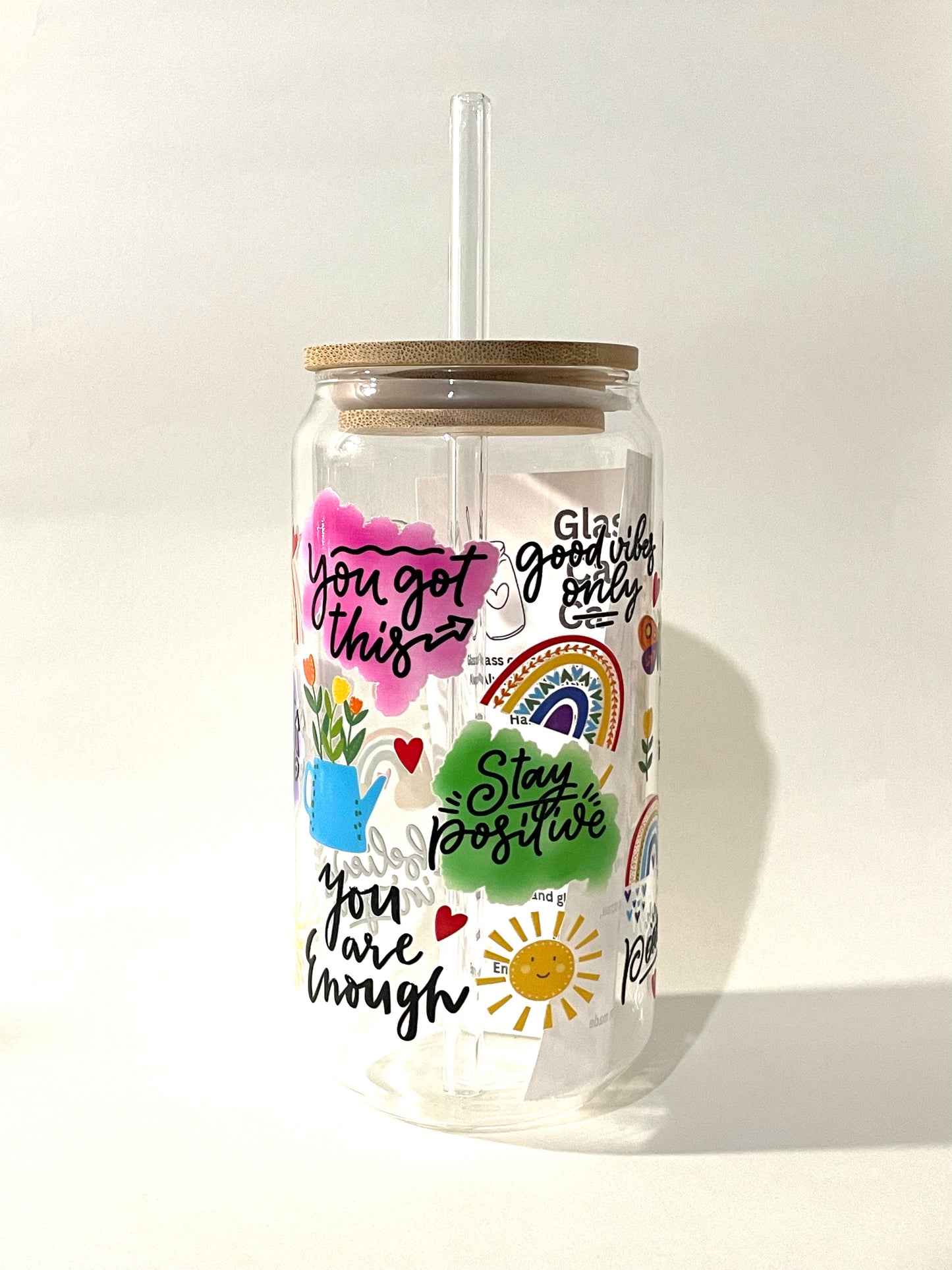 Positive Thoughts Glass Can