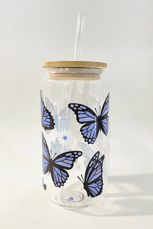 Purple Butterfly Glass Can