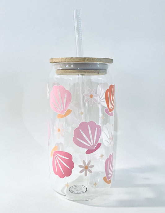 Rosy Shell Glass Can