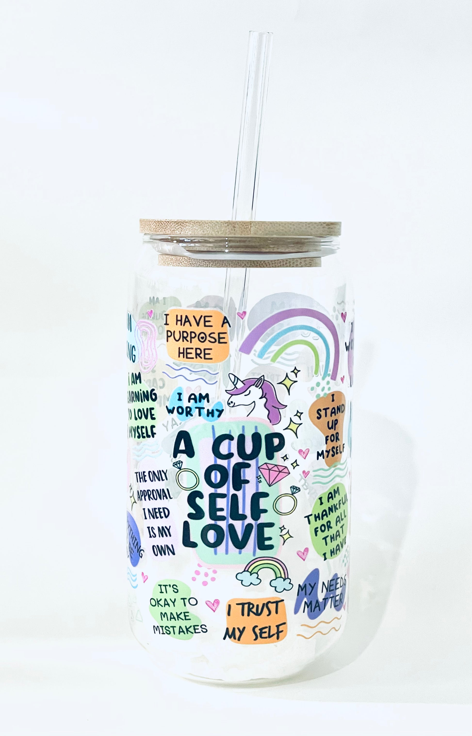 A cup Of Self Love Glass Can - Gordon Craftworks