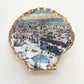Blue Beach Seashell Trinket Dish - Gold Trimmed - Gordon Craftworks