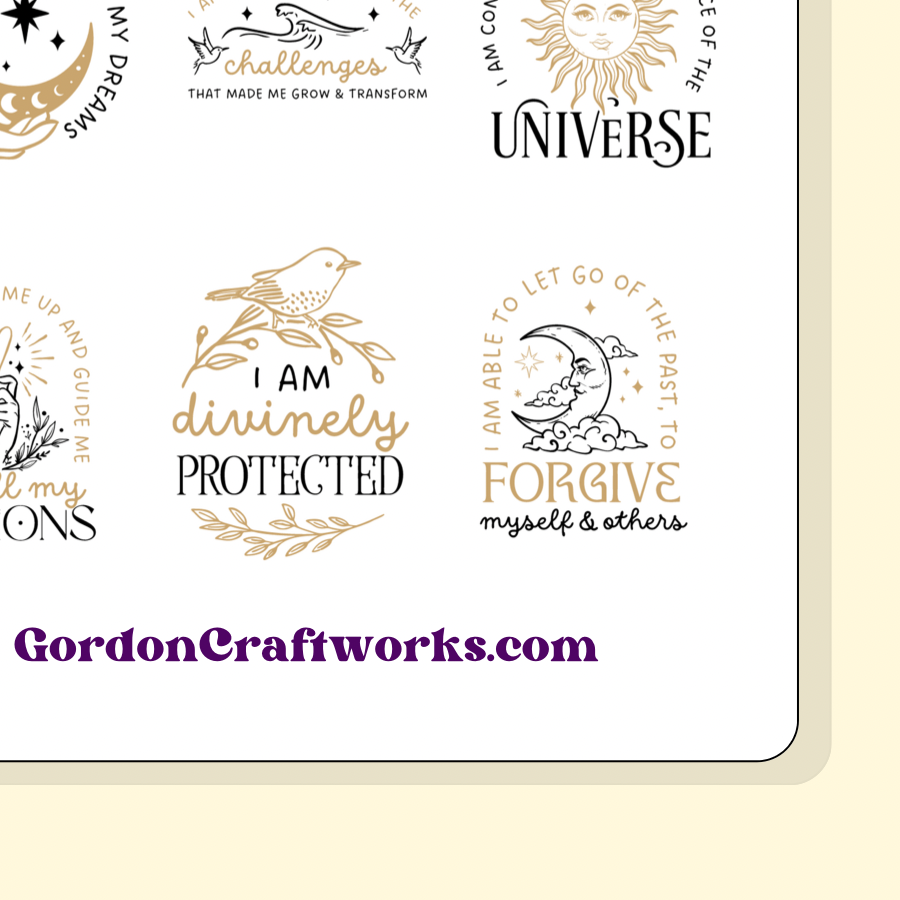 Affirmation 1 Sticker Sheet - Gordon Craftworks
